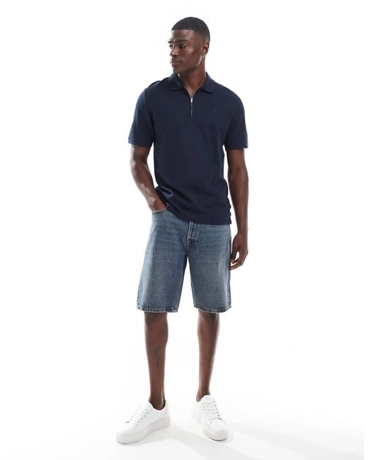Jack & Jones Blue Zip Polo for men