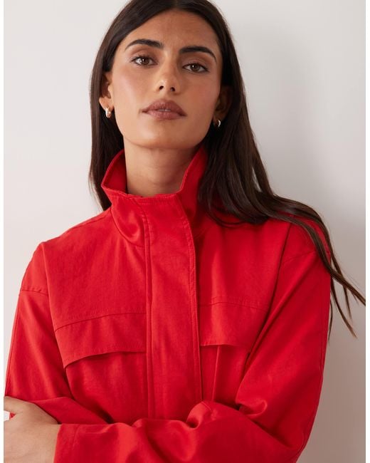 Jdy Red Funnel Neck Jacket