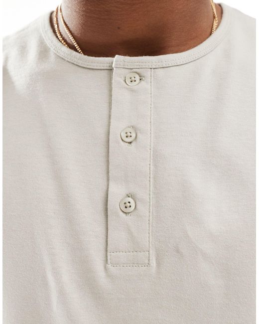 ASOS White Vest With Button Up Crew Neck for men