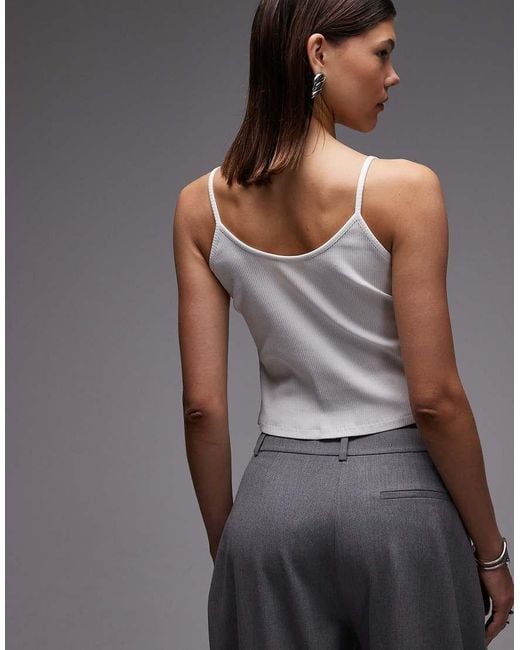 ASOS White Ribbed Cami Tank Top
