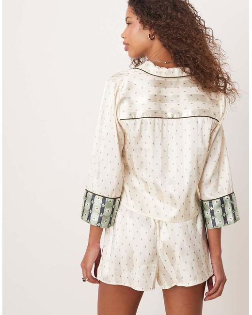 Free People Natural Pillow Talk Printed Satin Pyjama Set