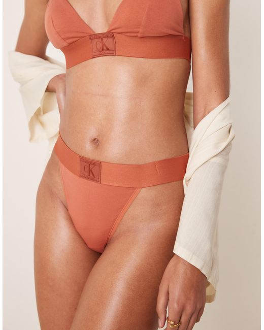 Calvin Klein Natural Ck 96 Logo String Tanga Thong