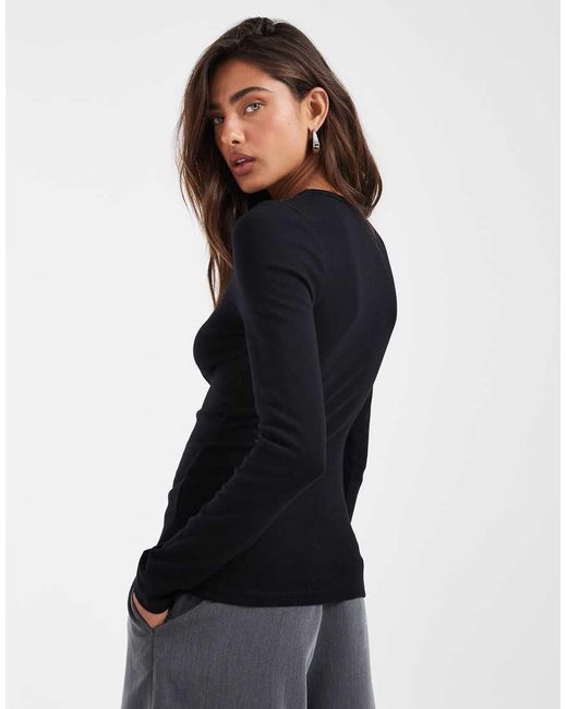 ASOS Black Fitted Long Sleeve Top