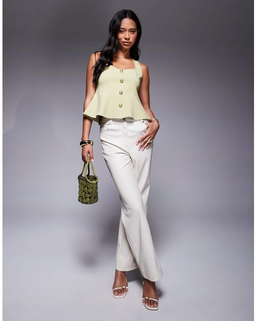 Top boutonné en maille point ASOS en coloris Natural