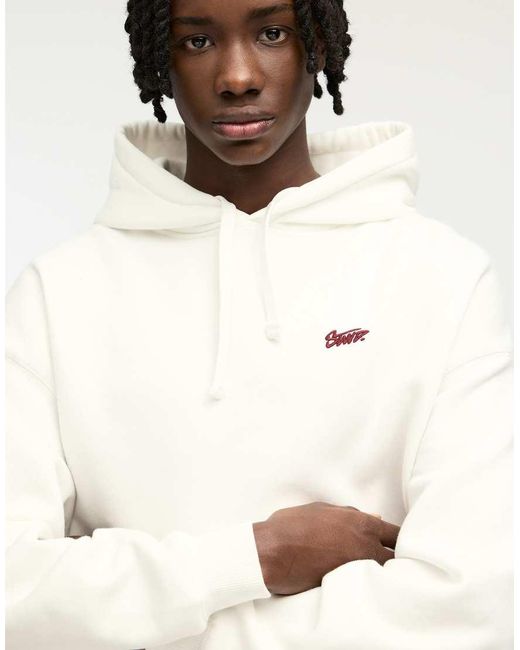 Pull&Bear White Stwd Hoodie for men