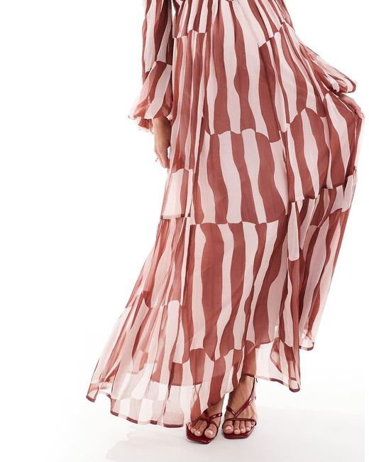 ASOS Asos Design Maternity Long Sleeve V Neck Tiered Maxi Dress