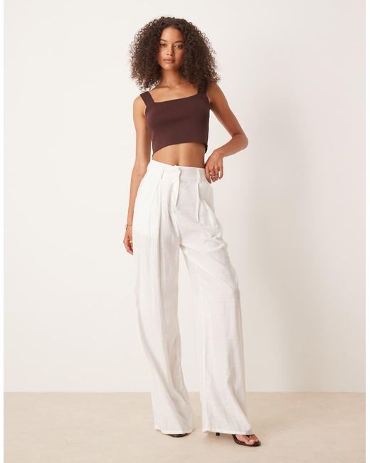 NARRATED Brown Square Neck Crop Top