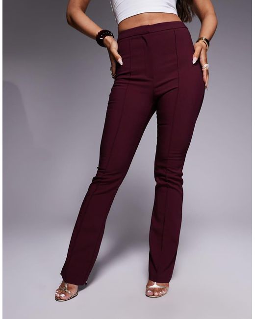 Pantalones De Sastre De Corte Acampanado De -Marrón ASOS de color Purple