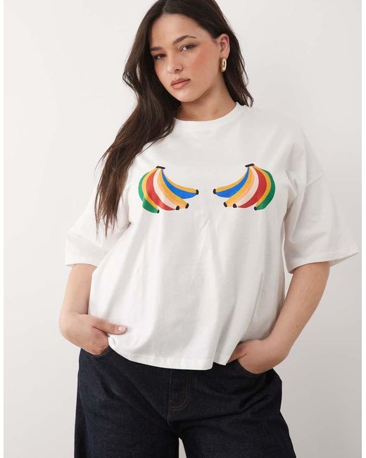 Never Fully Dressed White Cotton Banana Front Print T-shirt