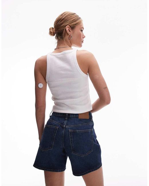 TOPSHOP Blue Denim Editor Shorts