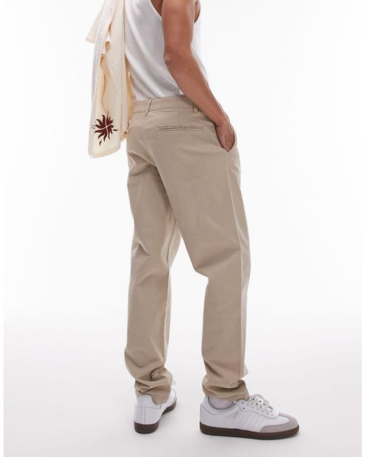 Topman White Tapered Chino Trousers for men