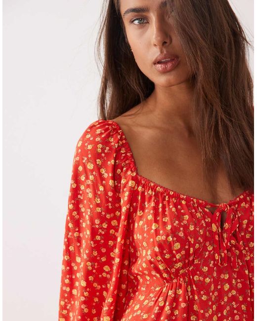 Miss Selfridge Red Milkmaid Mini Tea Dress