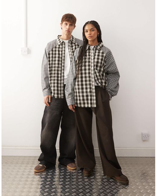 Collusion Gray Spliced Oversized Shirt