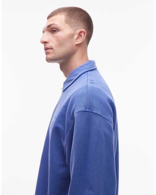 Carhartt Blue Pique Script Half Zip Heavyweight Sweatshirt for men