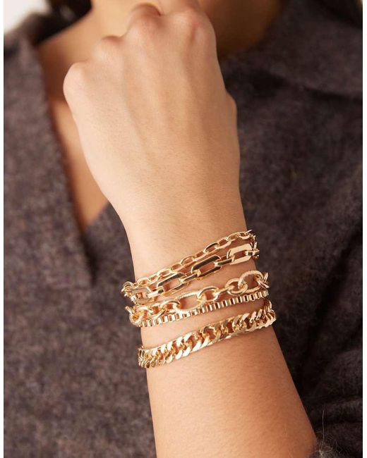 ASOS White Pack Of 5 Mixed Chain Stacking Bracelets