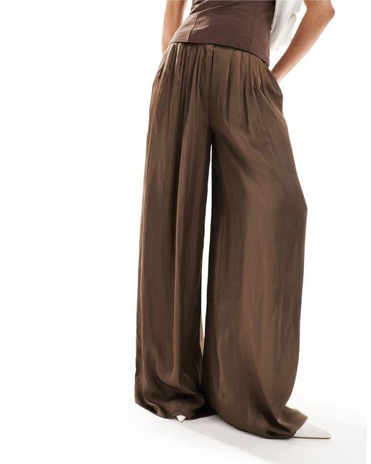 Lioness Brown Satin Palazzo Trousers
