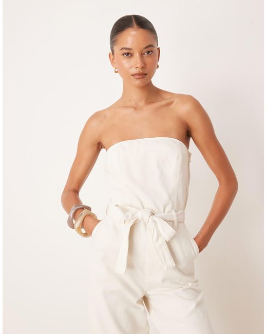 Mango Natural – trägerloser baumwoll-jumpsuit