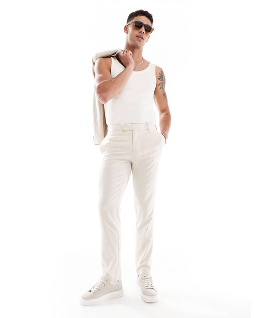 ASOS White Four Way Stretch Skinny Suit Trousers for men