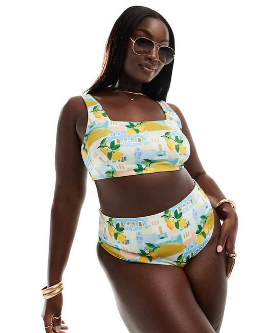 ASOS Multicolor Curve Sorrento High Leg High Waist Bikini Bottom