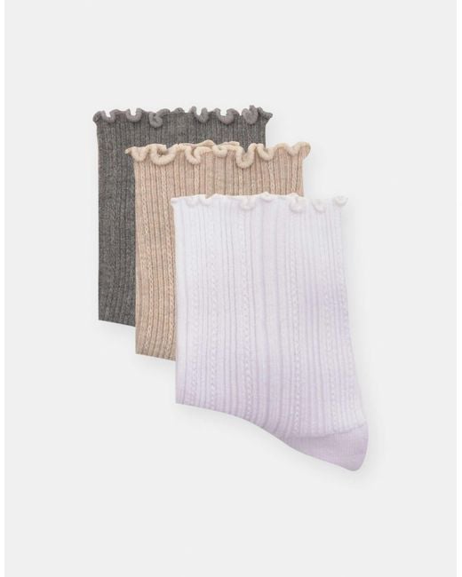 Pull&Bear White – 3 paar socken