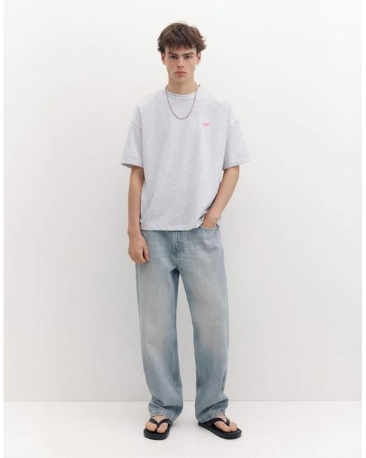 Pull&Bear White Boxy Stwd Logo T-shirt for men