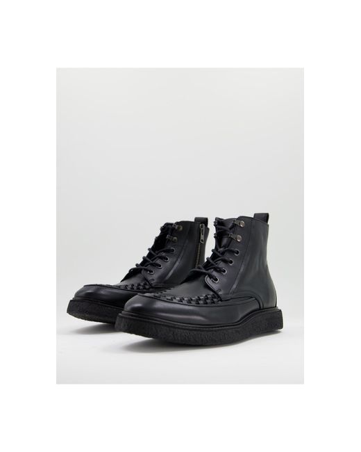 AllSaints Black All Saints Arden Minimal Lace Up Boots for men