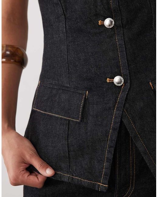 Mango Black Clemence 100% Cotton Button Through Bandeau Top Co-ord