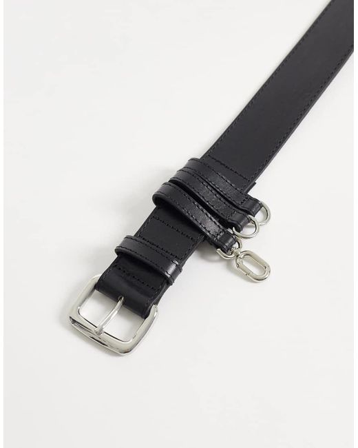 Mango Black 100% Leather Belt With Buckle Detail