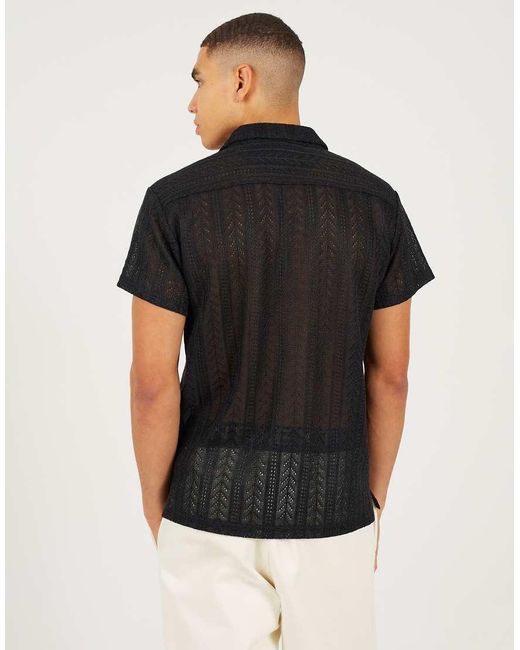 Brave Soul Black Short Sleeve Sheer Shirt for men