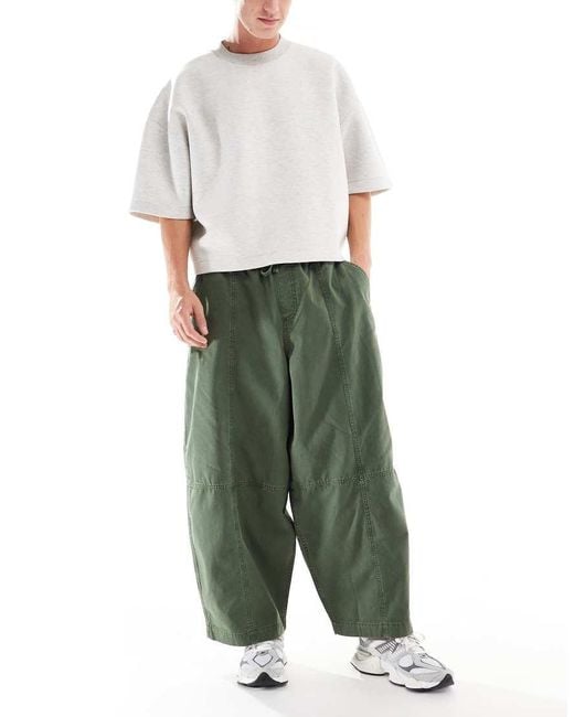 ASOS Green Wide Balloon Fit Trousers for men