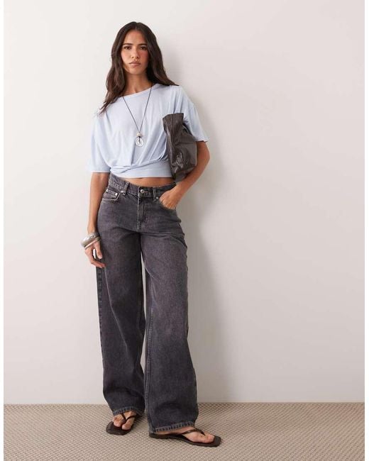 ASOS Gray Cropped Fitted Waist Floaty T-Shirt
