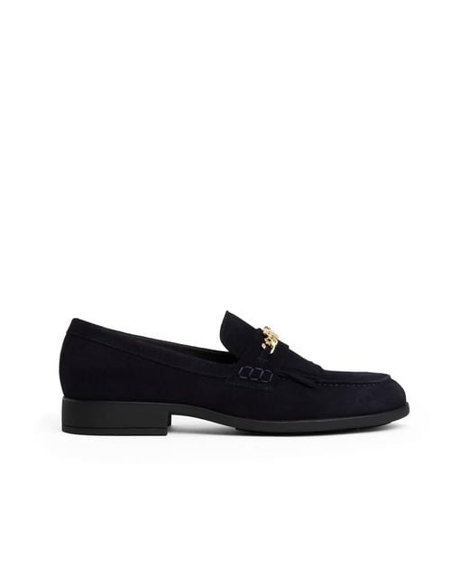 Tommy Hilfiger Suède Loafers Met Ketting in het Black