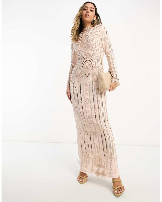 ASOS Natural Maxi Dress With Art Nouveau Embellishment