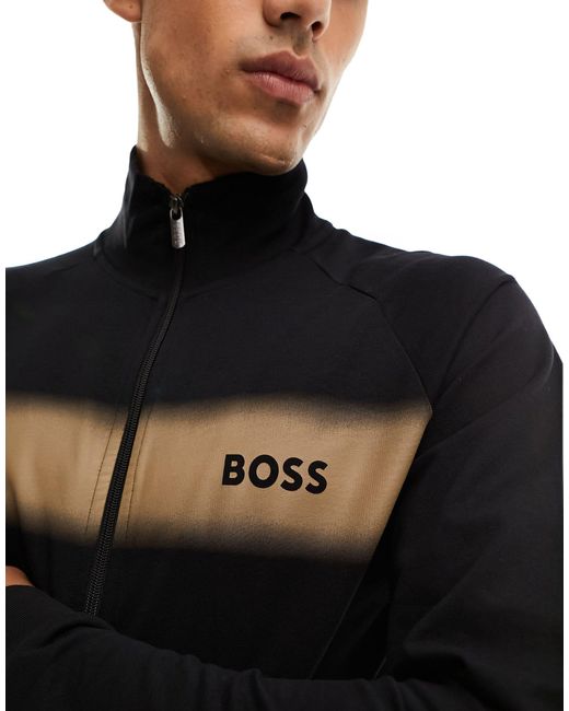 Authentic - giacca nera con stampa del logo e zip di Boss in Black da Uomo