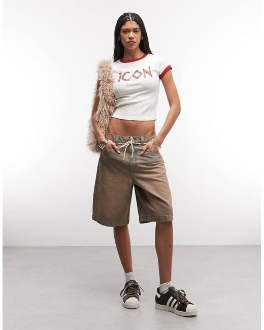 ASOS White Ringer Baby Tee With Leopard Icon Slogan