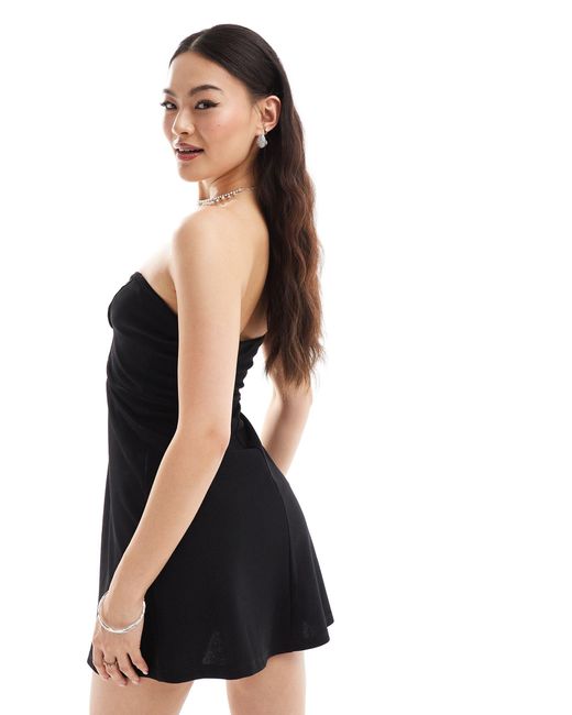 ASOS Black Bandeau Mini Dress With Tie Details