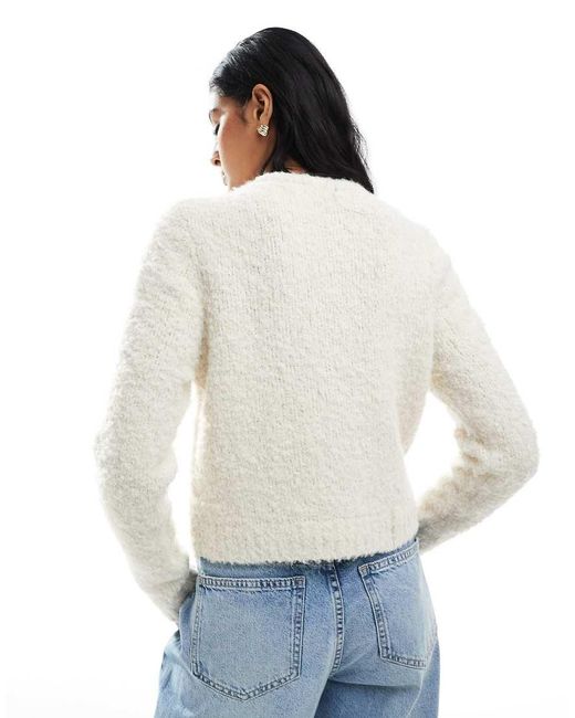 Brave Soul White Button Through Boucle Cardigan