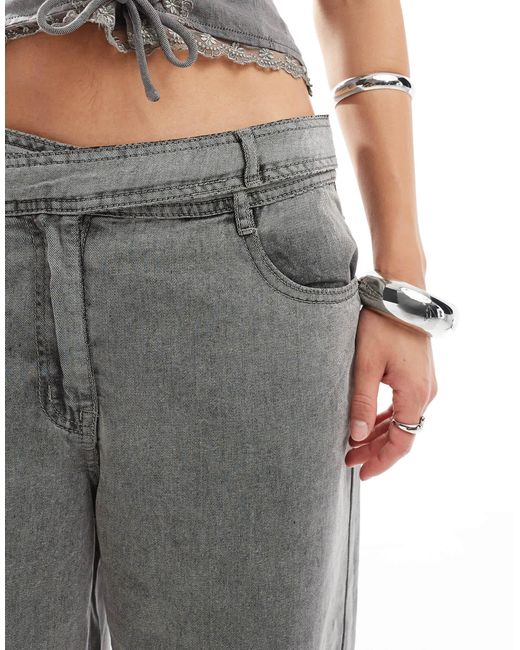Lioness White Denim Jeans With Cross Waist