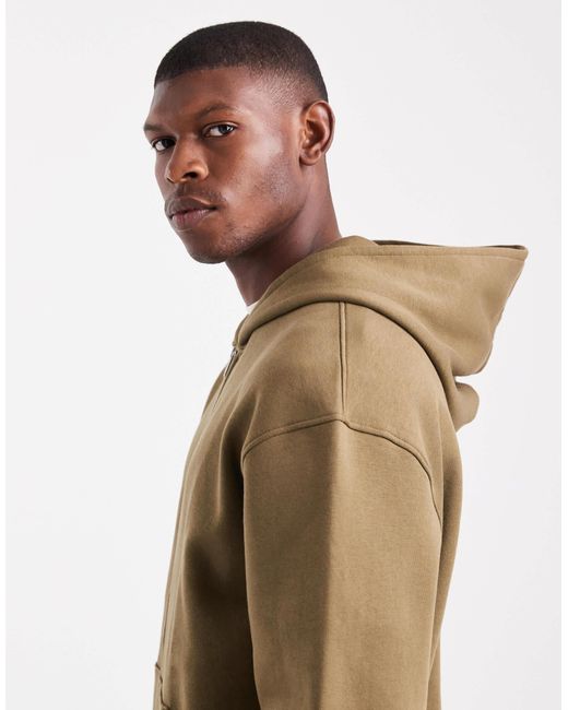 ASOS – essentials – kapuzenjacke in Natural für Herren