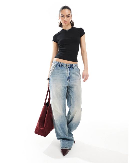 Bershka Blue – 2er-pack knapp geschnittene, kurzärmlige t-shirts