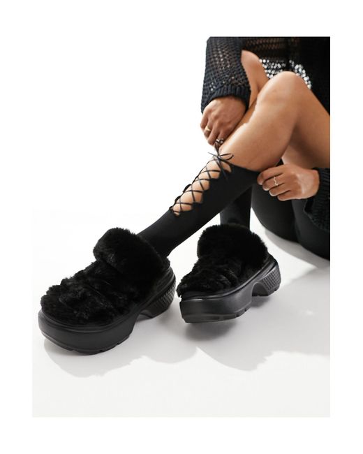 CROCSTM Black Stomp Lined Quilted Clogs