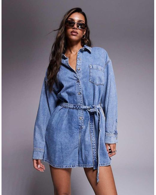 GOOD AMERICAN Blue Weightless Denim Romper