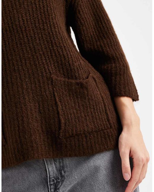 ASOS Brown Knit Sweater With Patch Pockets