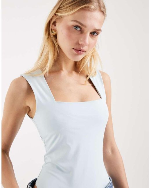 New Look Blue Square Neck Bodysuit