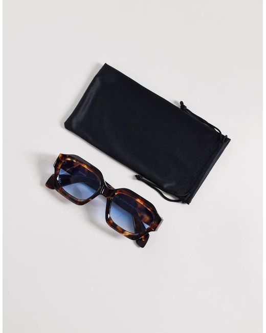 ASOS Chunky Square Sunglasses With Blue Lens-brown