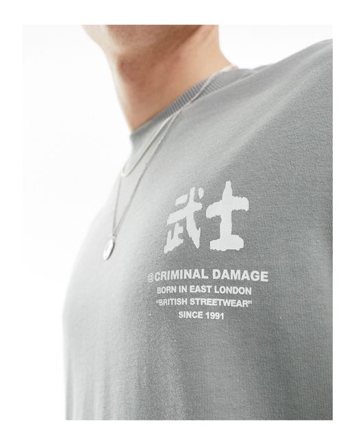 Criminal Damage Black Oversized Graphic T-shirt for men