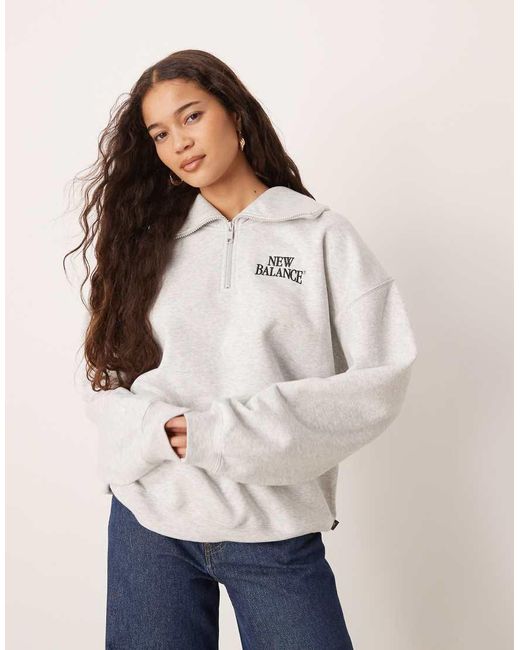 New Balance Gray Trackside Fleece Half Zip Sweatshirt