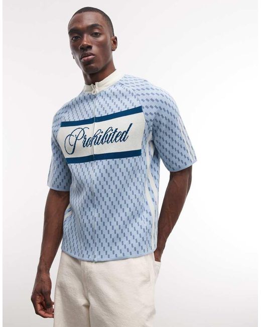Prohibited Blue Sunday Ride Zip Up Knitted Jersey for men