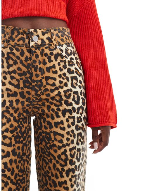 Y.a.s - jean droit à taille haute et imprimé léopard Y.A.S en coloris Red