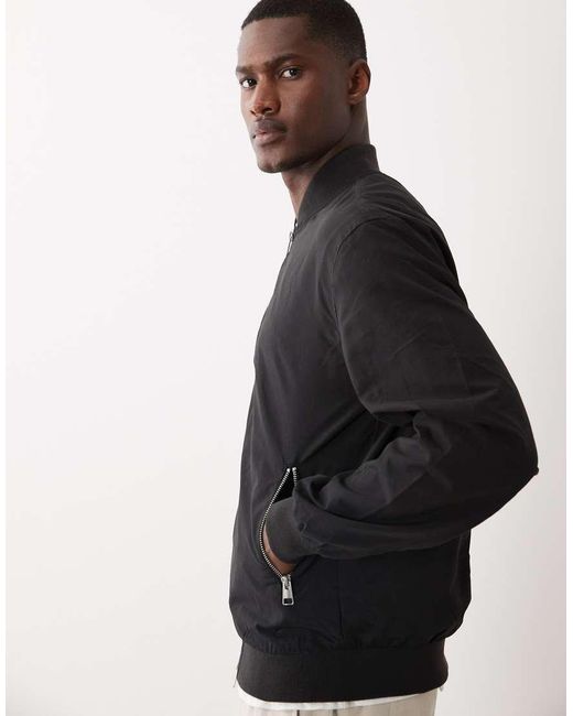 Only & Sons Black Bomber Jacket for men